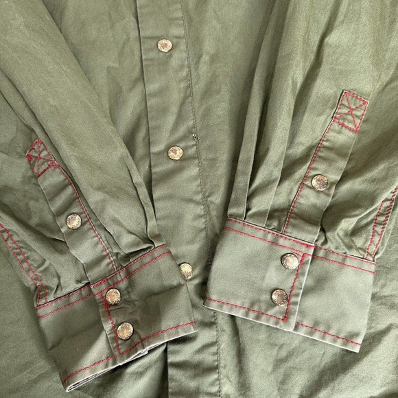 COOGI Vintage Green Cotton Mens Size XXL Casual Western Utility Dress Shirt - Picture 4 of 12